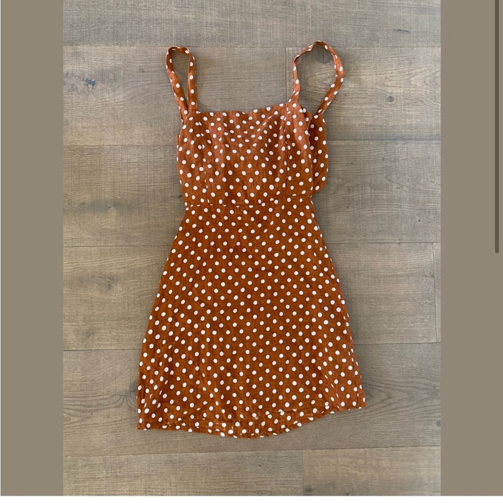 faithful the brand stepper cinnamon polka dot tie cutout dress - Picture 3 of 9